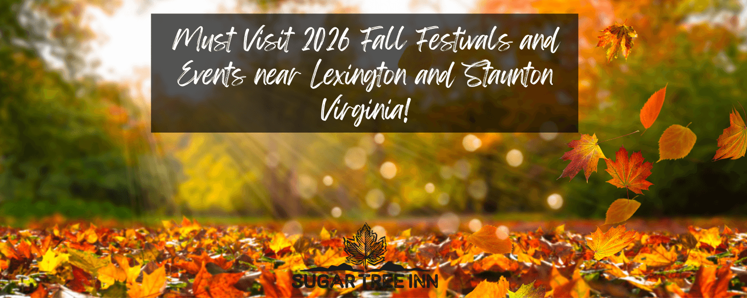 Colorful autumn leaves with text promoting fall festivals near Lexington and Staunton, Virginia. Colorful autumn leaves with text promoting fall festivals near Lexington and Staunton, Virginia.
